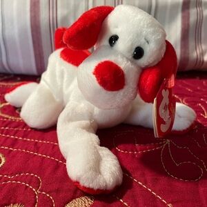 Red & Whitee Puppy Stuffed Animal